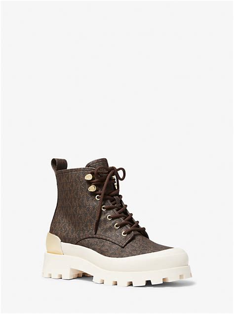 michael michael kors payton leather combat boot|Payton Logo Combat Boot .